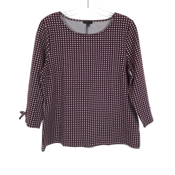 NWT Womens Petite Size Large LP Talbots Houndstooth Tie Sleeve Boat Neck Sweater - Picture 1 of 3